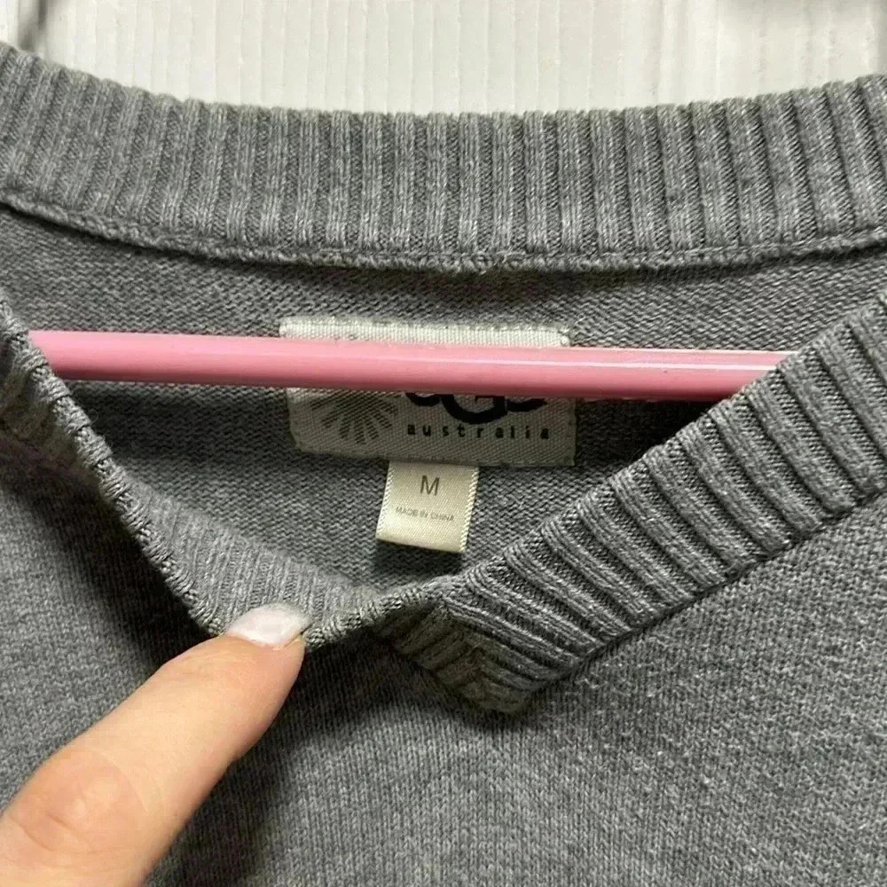 UGG AUSTRALIA GRAY VNECK OVERSIZED SWEATER - Picture 3 of 4